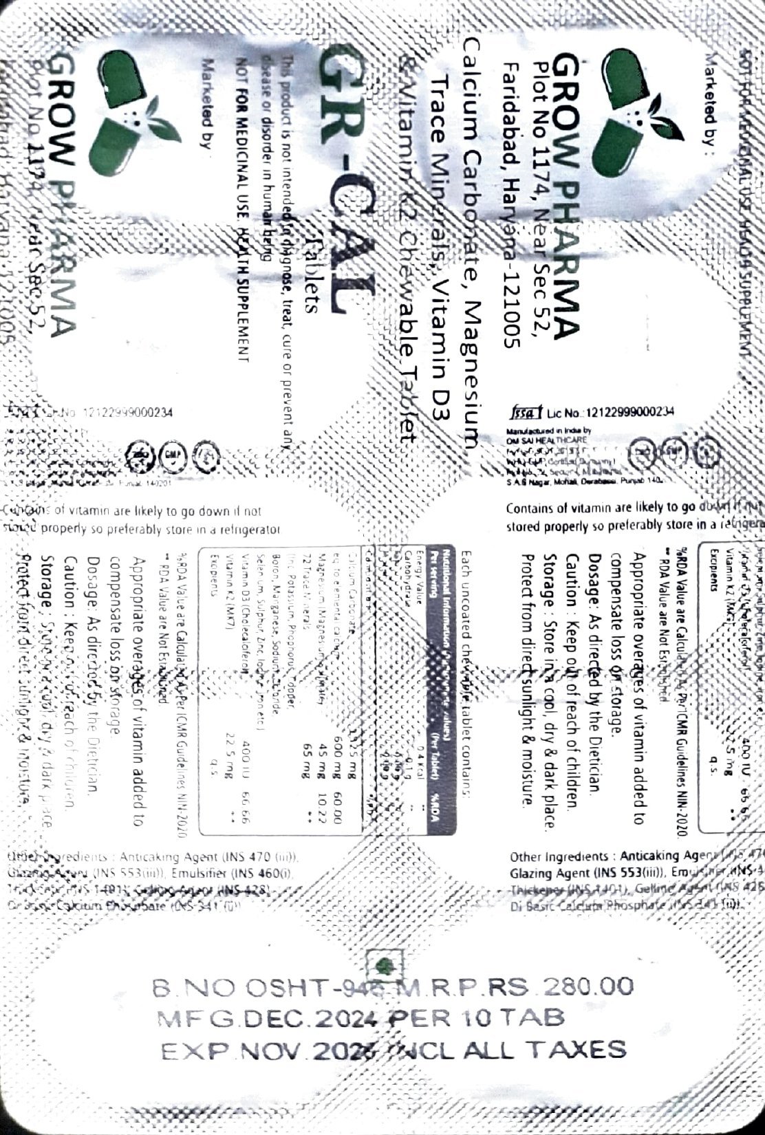 GR-Cal - Quick Absorbable Calcium Supplement